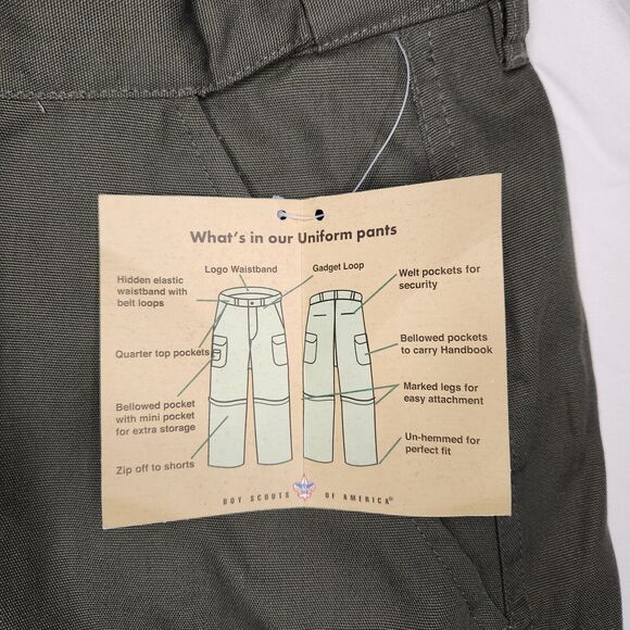 Boy Scouts of America Womens 18 Centennial Canvas Zip Off Uniform Pants Green - Picture 10 of 16
